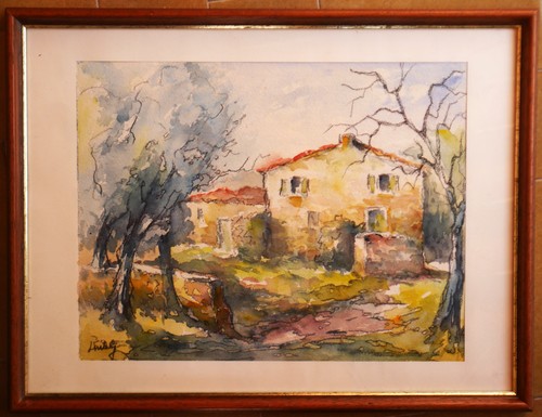 Tableau aquarelle ancienne