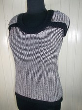 Pull maille noir et blanc sans manches  COP COPINE Bingo S 34/36