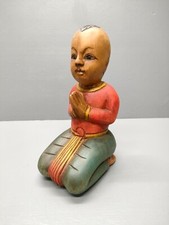 Figurine Enfant Moine priant - Art populaire - Asie - Sculpté et peint à la main