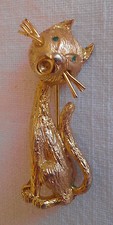  BROCHE CHAT métal doré