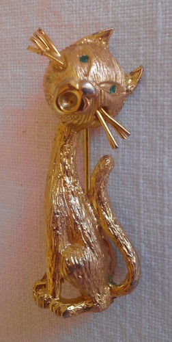Broche chat métal doré - chat,