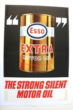 AFFICHE ESSO OIL BIDON HUILE MOTEUR GARAGE POMPE ESSENCE STATION SERVICE 1950-60