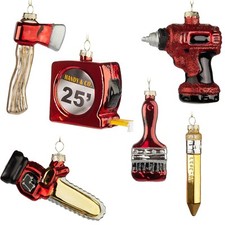 Boule de Noël Outils Verre Boule de Noël Artisan Déco Hommes Drôle Cadeau Noel