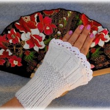 manchon ,manchettes mitaines en laine dentelle,cadeau femme 