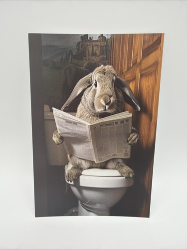 Affiche humour lapin toilettes - affiche,
