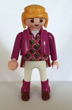FEMME CAVALIERE EQUITATION AVEC DOUDOUNE VIOLETTE ET BOTTES NOIRES PLAYMOBIL...