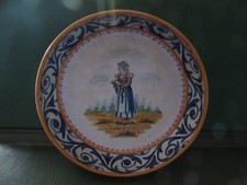 COUPE CREUSE SUR TALON  FAIENCE EMAILLEE BRETONNE HB QUIMPER DECOR RINCEAUX