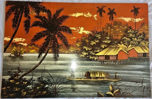 Vietnam tableau laque vintage
