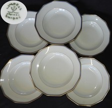 Lot x6 assiettes creuses - PORCELAINE DE LIMOGES "UNIQUE" - Filets bleu & or