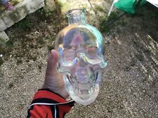 Bouteille en verre crâne  tête de mort crane original transparent TBE