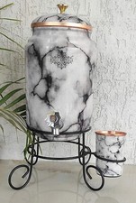 Pure Cuivre Marbre Imprimé Design Eau Pot Avec Laiton Robinet & Verre & Pied V -