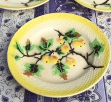 Antique French Dessert Salad Plate Berrys Yellow Orchies Moulin Des Loups