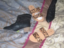 lot 2 p neuves BOTTINES SANTIAGS INTERIEUR CUIR FEMME FILLE + sandales