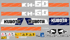 Kubota KH60 Mini Digger Complet Décalque Set avec Sécurité Avertissement Signes