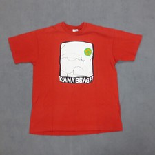 Screen Stars T-Shirt Homme XL Rouge Vintage 90s Made in Ireland Kana Beach Coton