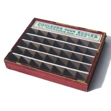 Ancienne petite vitrine / présentoir publicitaire couleurs Bourgeois Ainé Paris