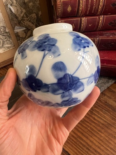Vase boule porcelaine peinte - vase,