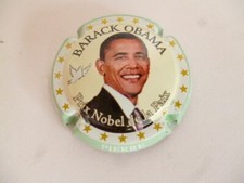 capsule champagne Pierre MIGNON, Barack OBAMA, cercle blanc , contour ver ,N°74i