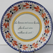 ASSIETTE PARLANTE EN FAIENCE DE QUIMPER - HENRIOT QUIMPER - D. 24,5 cm