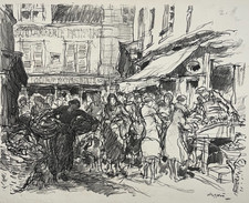 GEORGES GOBO Rue Mouffetard LITHOGRAPHIE Paris XX°