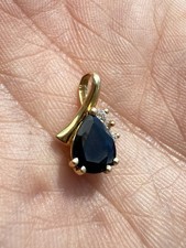 Pendentif En Or 18 Carats Saphir ? Pierre Bleu Et 3 Petits Diamant 1,18 Grammes