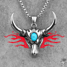 Collier pendentif tête de taureau en acier inoxydable Sculpt Rings™ 316 L