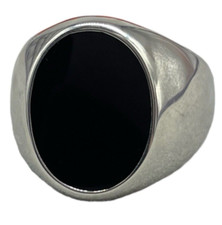 Bague Homme Pierre Ovale Noire