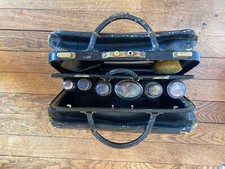 ancienne grande malle poste valise baise-en-ville toilette de voyage encuir XIXe