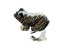 Bijou argent 925 bague grenouille détails cristaux Swarovski taille 60 réglable