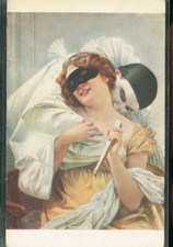 FANTAISIE FEMME AU MASQUE ET PIERROT       N 125