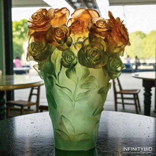Daum rose passion vase green - rose,