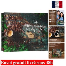 Calendrier de l'Avent 2025 Café Grains Entiers Calendrier de Noël Cadeau Serv...