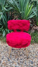 ANCIENNE CHAISE VINTAGE MOUMOUTE ROUGE PIEDS DORES