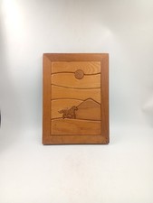 Cadre Tableau Cheval Intarsia Bois Signé Marqueterie Tarsia Vintage Années 70 80