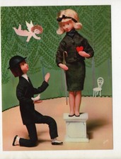 carte GF  calendrier Poupées peynet  " Le Jardin des Amoureux    "  1976