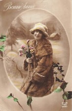 CP BONNE ANNEE MEDAILLON FEMME