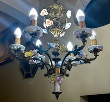 Lustre en bronze et faïence