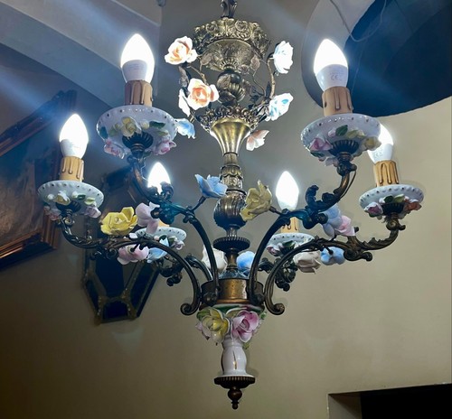 Lustre bronze faïence - lustre, en