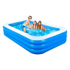 Piscine gonflable rectangulaire à 3 anneaux pour enfants tout-petits et adult...