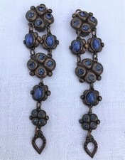 TARATATA - BOUCLES D'OREILLES pendantes - perles bleues - DANGLE EARRINGS SIGNED