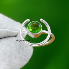 Bague cadeau péridot pierre précieuse argent sterling 925 fait main taille...