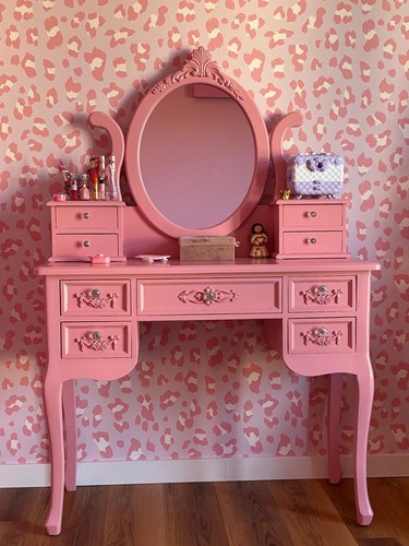 Coiffeuse avec miroir pouf - coiffeuse,