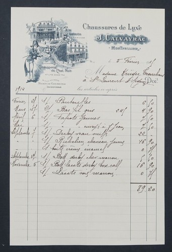 Facture 1915 chaussure luxe - 1915, de