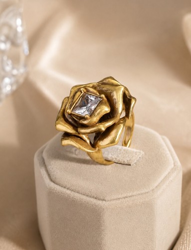 Bague rose vintage fleur - rose,