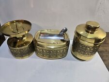 Vintage Erhard & Söhne Style Cendrier Fumeurs Ensemble Doré Cigarette & Bougeoir