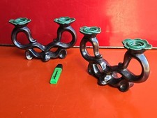 Paire Bougeoir en céramique noir et vert ancien 1950 S. R. Bonome