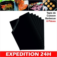 Tapis de cuisson pour barbecue, lot de 6 pièces, antiadhésif et réutilisable, po
