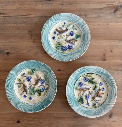 Assiettes anciennes oiseaux