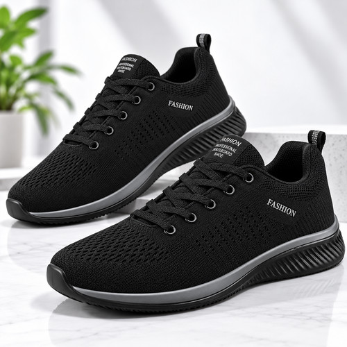 Baskets homme noir respirantes - baskets,