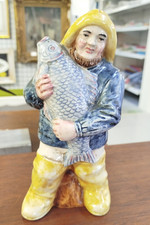 TIRELIRE MARIN Pecheur Poisson Ancienne De COLLECTION Ceramique 9MAG 24/09